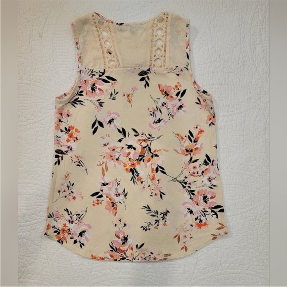 Daniel Rainn Petite XS Lace Tank Top Cream Pink Orange - Picture 11 of 12
